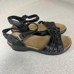 Clarks Bendables Sandals Women's‎ Size 8.5M Black Unstructured Adjustable Straps